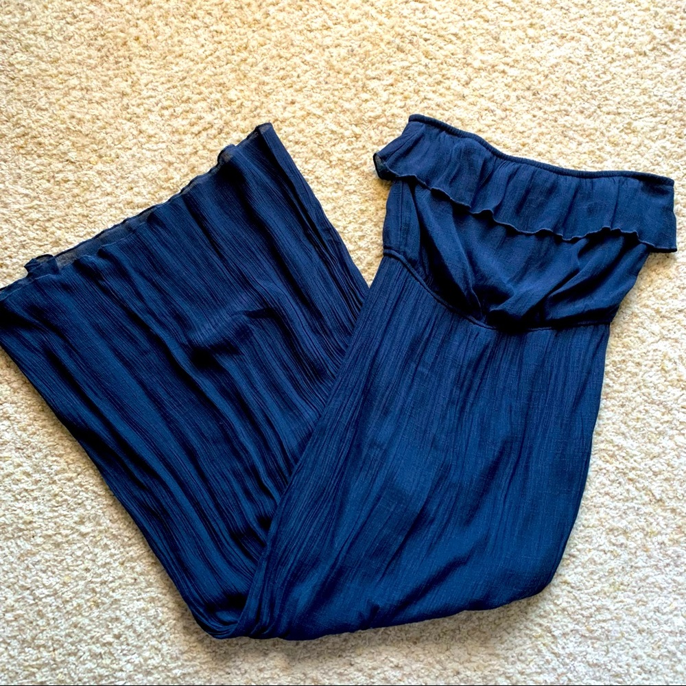 Elegant Navy Blue Off-Shoulder Dress